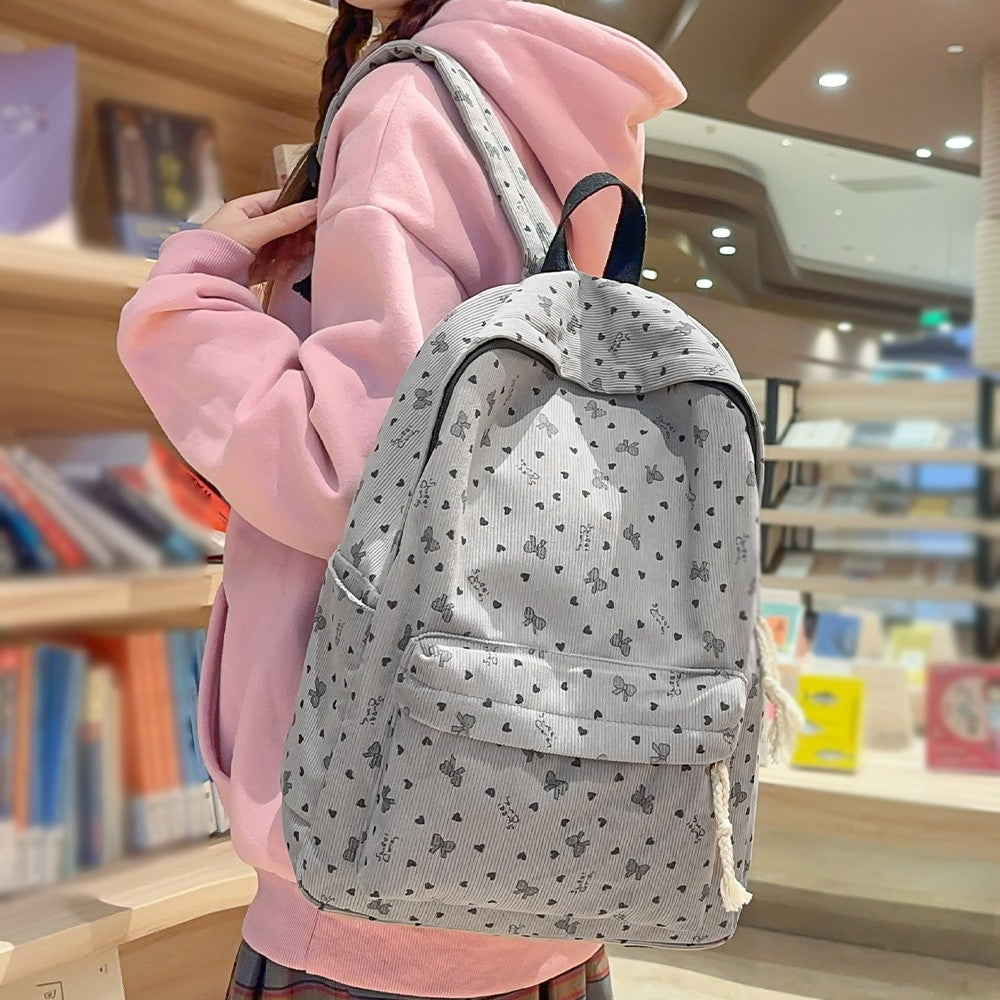 Mochila de Veludo Cotelê Outono Inverno Nova Mochila de Grande Capacidade para Aulas, Deslocamento, Mochila Versátil, Mochila de Viagem ao Ar Livre