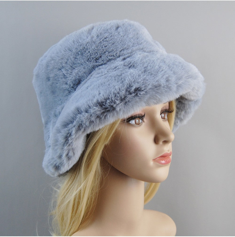 Hot Fashion Fake Rabbit Fur Hats Super Soft Women Winter Hat Cotton Lining Warm Russian Fashion Ski Beanies Plush Solid Color