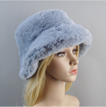 Hot Fashion Fake Rabbit Fur Hats Super Soft Women Winter Hat Cotton Lining Warm Russian Fashion Ski Beanies Plush Solid Color
