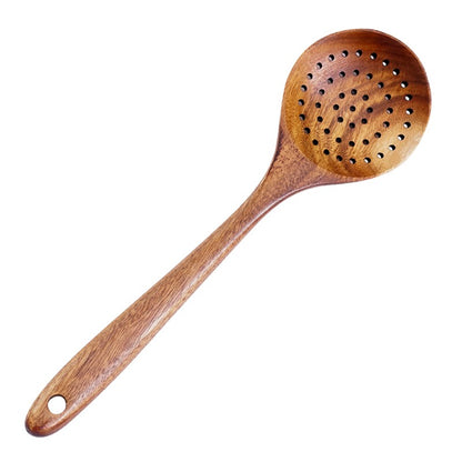 Escumadeira de Madeira Vazada Colher de Madeira Longa para Cozinha Escumadeira de Madeira para Cozinhar Concha Utensílios de Cozinha