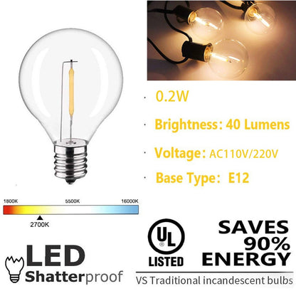 Outdoor LED Waterproof G40 String Light EU Plug Shatterproof Light Bulb Garden Fairy String Lights for Patio Festoon Party Decor