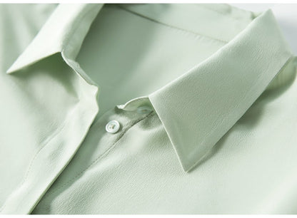 2025 Spring New Women's Silk Shirt Women's Long Sleeve 100% Mulberry Silk Blouse 16 MM White-collar OL Style Shirts For Women