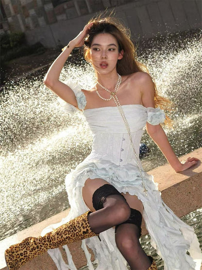 Bohemian Halter Dress 2025 Artisan Fringe Design Nihilism Aesthetic Asymmetrical Hem Womens Fashion Statement Piece