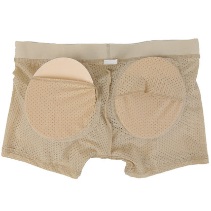 Men Hip Lift Body Shaper Sponge Fake Butt Padded Boxer Briefs Hollow out Breathable Slimming Underwear Body Shaping Enhancement