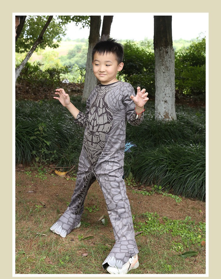 Monster Cosplay Animal Costume Dinosaur Halloween Bodysuit  Kid Boys Girl Funny Jumpsuit Carnival For Toddler Child Catsuit+Mask