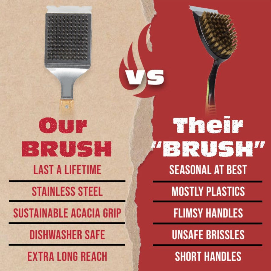 Steel BBQ Brush Grill and Scraper BBQ Cleaner Brush Perfect Tools - Rust Resistant Stainless Steel Barbecue Cleaner