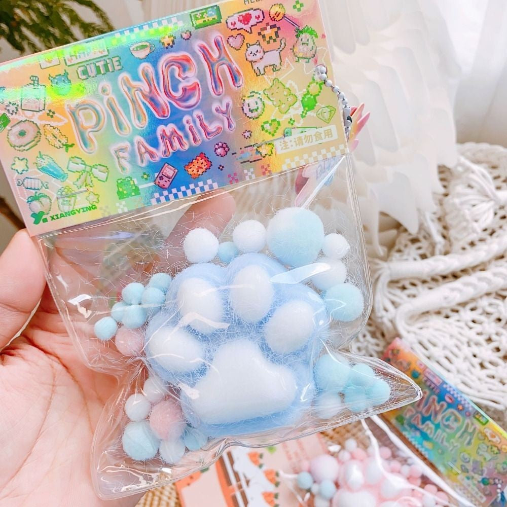 Dropshipping Fidget Toy Mini Squishy Toys Kawaii Plush Soft Cat Paw Transparent Silicone Cube Stress Relief Squeeze Toy