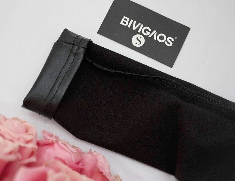 BIVIGAOS Fashion Women PU Leather Pants Elastic High Waist Winter Leggings Slim Velvet Leather Leggings Skinny Fleece Trousers