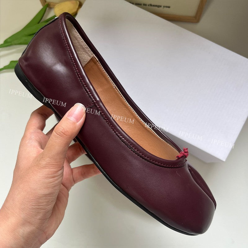 IPPEUM Tabis Shoes Black Ballets Flats Split Toe Women Mary Janes Plus Size 44 Dress Loafers Ballerina Zapato Mujer