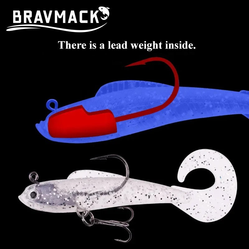 6 peças de isca de pesca com cauda de natação, jig, wobblers, iscas macias, isca artificial de silicone, isca de colher de carpa de robalo