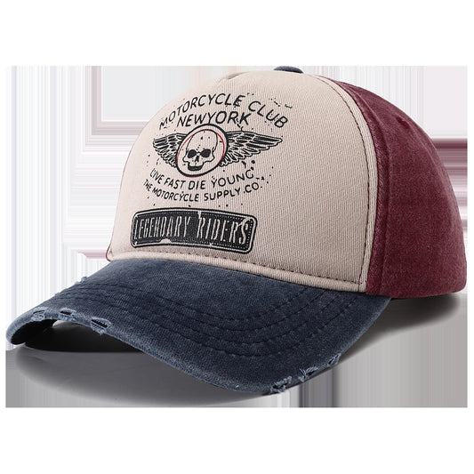 Boné de motocicleta 2023 novo Punk Casquette Femme Estampa de caveira Boné de beisebol de 5 painéis Hip Hop Nova York Bonés Snapback para mulheres e homens Ossos