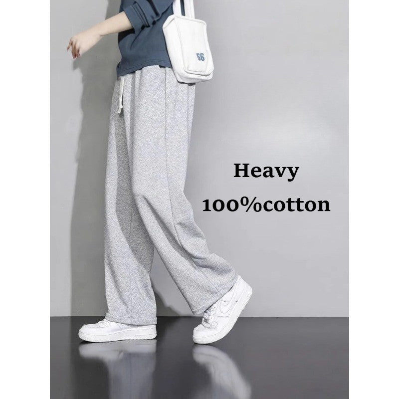 Calça de moletom masculina casual reta folgada estilo coreano outono e inverno moda simples drapeado calça esportiva masculina