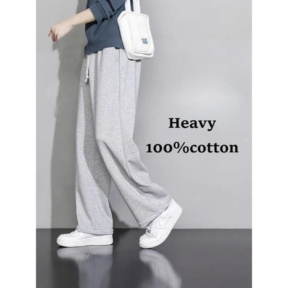Calça de moletom masculina casual reta folgada estilo coreano outono e inverno moda simples drapeado calça esportiva masculina