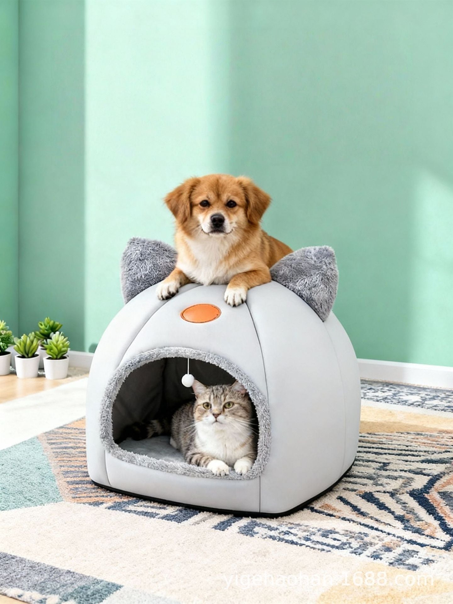 Cama Semiconcha para Pets Mais Vendida - Casinha Quente e Aconchegante para Gatos e Cães Pequenos Durante Todas as Estações