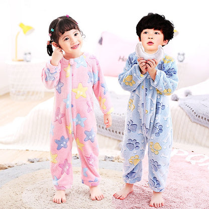 Macacões e jardineiras quentinhos para bebês meninas, macacões infantis para meninos, roupas de flanela para crianças, macacões e jardineiras de uma peça, 1-4 anos.
