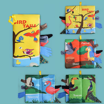 8 Page Tail Cloth Book Touch And Feel Infant Soft Books Cartoon Animals Development Interactive Early Education Toys For Baby