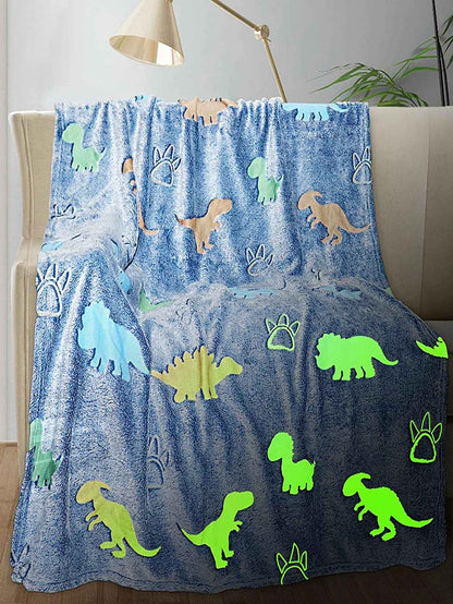 Manta de Flanela de Dinossauro Unicórnio Luminoso para Meninas e Meninos Que Brilha no Escuro Macia para Árvore de Natal
