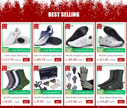 WILDTO Ultralight Cycling Shoes Men's Road Bike Shoes Hardness12 Carbon Fiber Professional Self-locking SPD Cleats Footwear