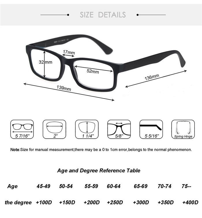 MODFANS Óculos de Leitura Masculino Feminino Retangular Clássico Leitores Eeyeglasses Armação Flexível Dobradiça de Mola com Dioptria +1.0 a +4.0