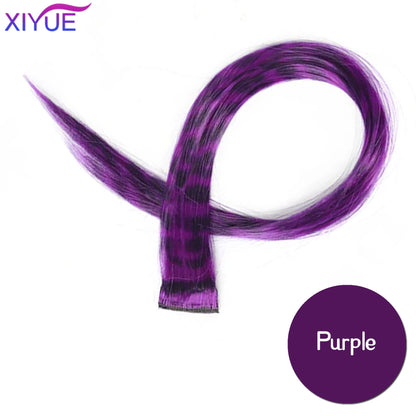 Synthetic One Card Hair Extension Wig Hair For Women Long Straight Clip-in Colored Zebra Line Feather Hair Extensions Fake Hair