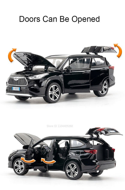 1:32 Scale Highlander GR86 Sports Car Model Toy Metal Diecast Pull Back Veículo em Miniatura Som Luz Modelos Coleção Presente Menino