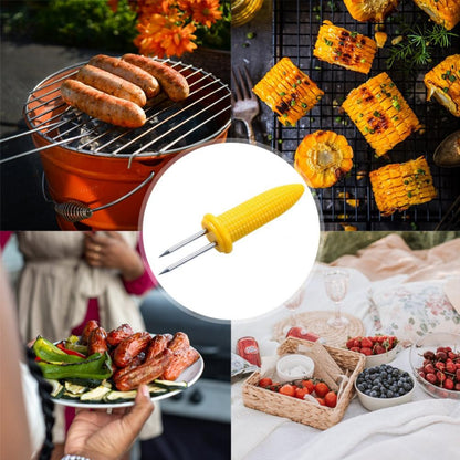 Stainless Steel Corn Forks Skewer Small BBQ Camping Corn Holders Heat-resistant Kitchen Accessories Outdoor Barbecue Tool