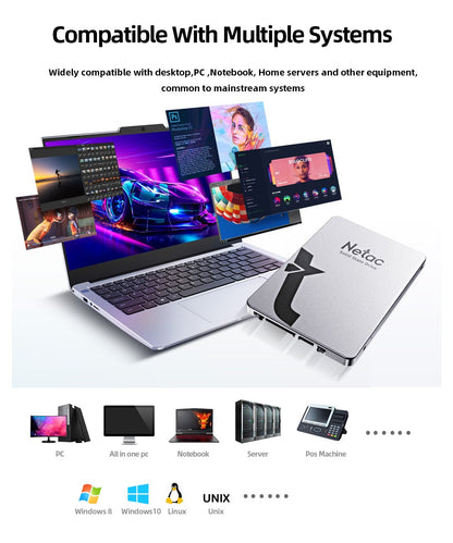 Netac SSD SATAIII de 2,5 polegadas 1tb 2tb SSD 128gb 256gb 512gb SSD HDD SATA3.0 Disco Rígido Interno de Estado Sólido para laptop pc
