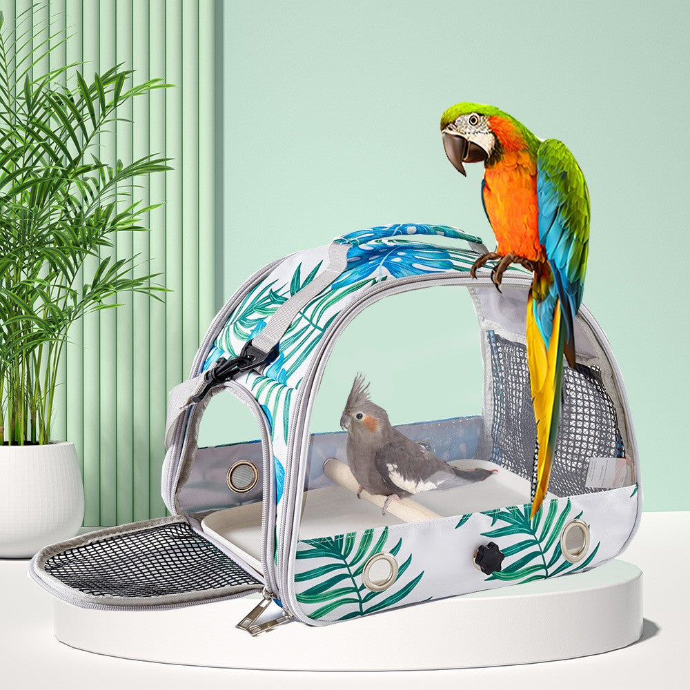 Mochila Transportadora para Papagaio, Mochila para Pássaros com Poleiro, Gaiola Portátil com Janela Lateral Dobrável, para Periquito, Periquito-australiano, Pequenos Animais de Estimação, Gaiola de Viagem