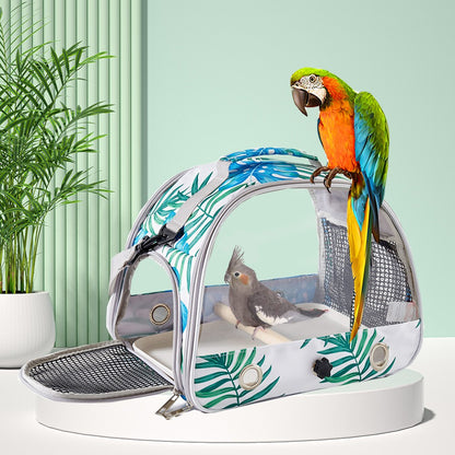 Mochila Transportadora para Papagaio, Mochila para Pássaros com Poleiro, Gaiola Portátil com Janela Lateral Dobrável, para Periquito, Periquito-australiano, Pequenos Animais de Estimação, Gaiola de Viagem