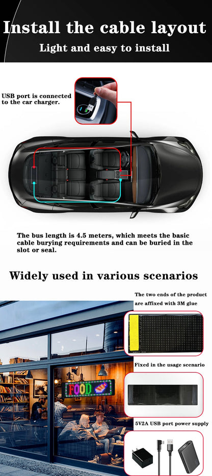 LED Matrix Pixel LED Display Screen Message Scrolling Sign Board Soft Flexible Advertising Light For Store Car Truck Devil Eye
