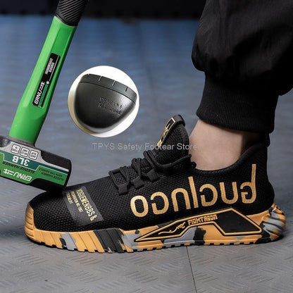 Sapatos de Segurança Leves com Biqueira de Aço Masculinos Antiperfuração Sapatos de Trabalho Masculinos Respiráveis Sapatos Industriais Botas de Segurança de Trabalho Indestrutíveis