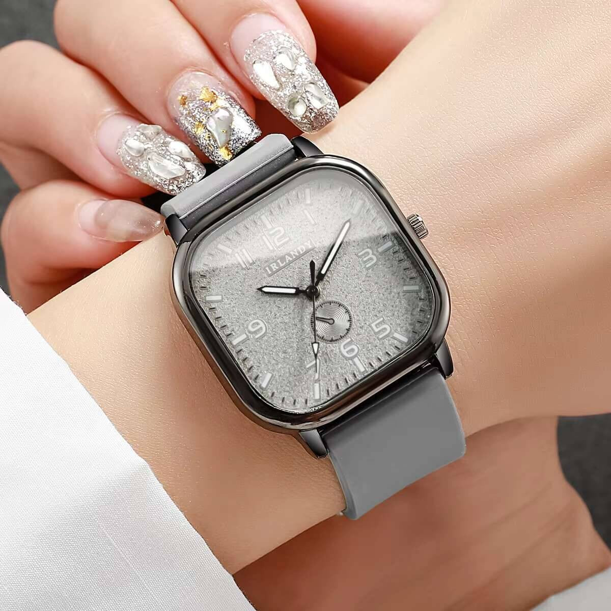 1/2/3PCS Fashion Square Women Watches Casual Silicone Strap Quartz Watches Sports Wristwatch For Men Women Students?Without Box?