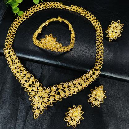 Shiny & Eye-Catching Fashion Necklace Earrings Bracelet Ring For Women 24K Gold AU999 | Golden luster, exquisite and attractive