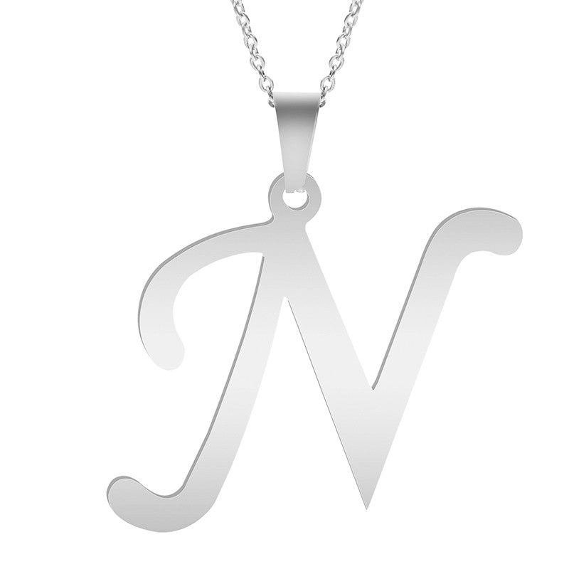 Colar com Pingente de Letras Iniciais A-Z Alfabetos em Inglês Colares de Aço Inoxidável Para Mulheres Homens Acessórios Joias da Moda Presente