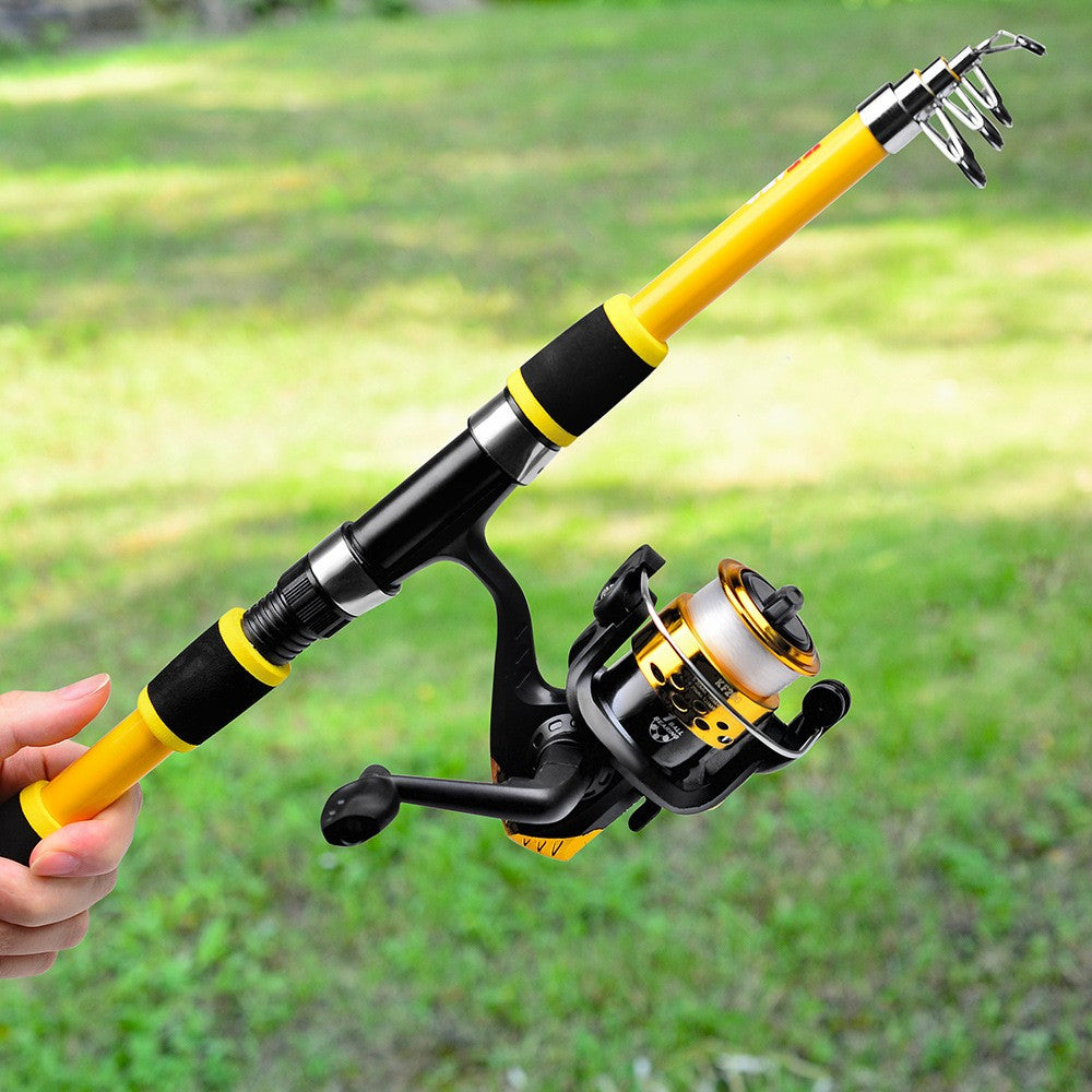 1.8m Varas de Arremesso Portáteis para Selagem Remota de Postes Varas de Pesca Telescópicas de Fibra de Vidro Carretilhas de Pesca Giratórias de Relação de Engrenagem