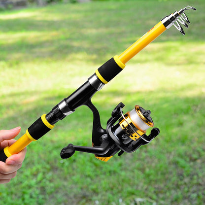 1.8m Varas de Arremesso Portáteis para Selagem Remota de Postes Varas de Pesca Telescópicas de Fibra de Vidro Carretilhas de Pesca Giratórias de Relação de Engrenagem