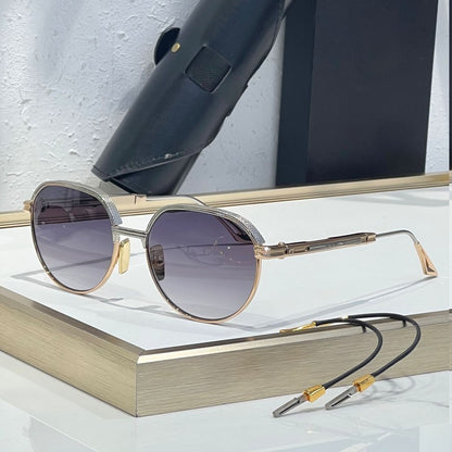 Óculos de Sol INS Gold Green de Luxo Masculino, Design de Marca, Oval, Liga, Alta Qualidade, Feminino, Pernas Duplas Especiais, Lentes Intercambiáveis, Proteção UV400