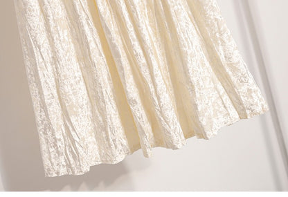 Autumn Winter Girls New A-line Velvet Skirt 2025 Plus Size Gold Velvet Half Pleated Skirt Solid Versatile High Waist Mid Skirt