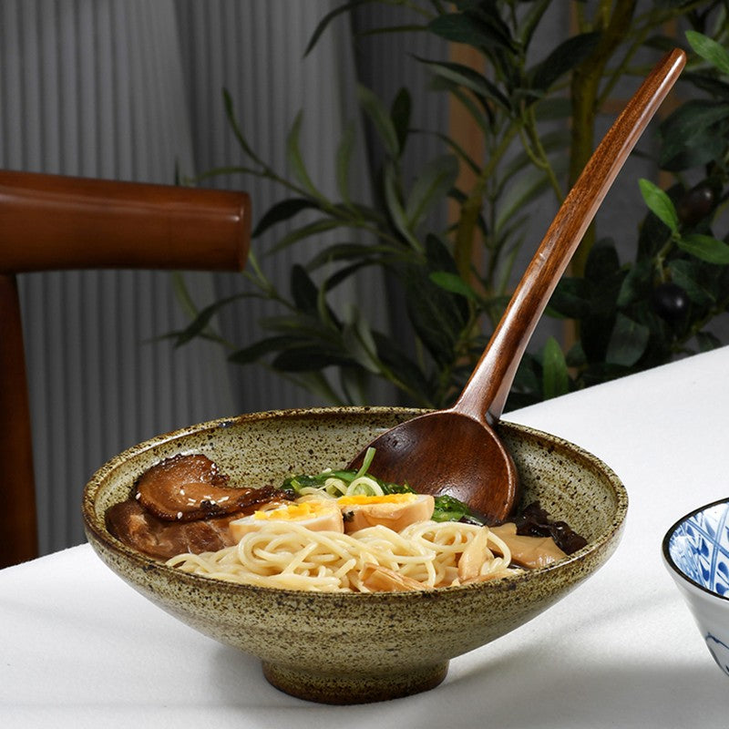 Colher de Madeira para Ramen Sopa Colher Grande Cabo Longo para Servir Misturar Cozinhar Concha de Madeira Utensílios de Cozinha Talheres de Restaurante