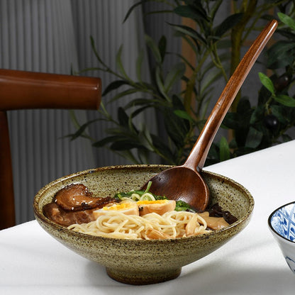 Colher de Madeira para Ramen Sopa Colher Grande Cabo Longo para Servir Misturar Cozinhar Concha de Madeira Utensílios de Cozinha Talheres de Restaurante