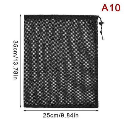 Black White Durable Mesh Drawstring Bag Storage Pouch Multi Purpose Home Travel Outdoor Activity Laundry Bag Stuff Sack