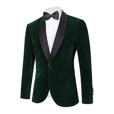?Velvet Elegance?Men's Single-Breasted Blazer | Long Sleeve Formal Jacket for Weddings, Business & Events