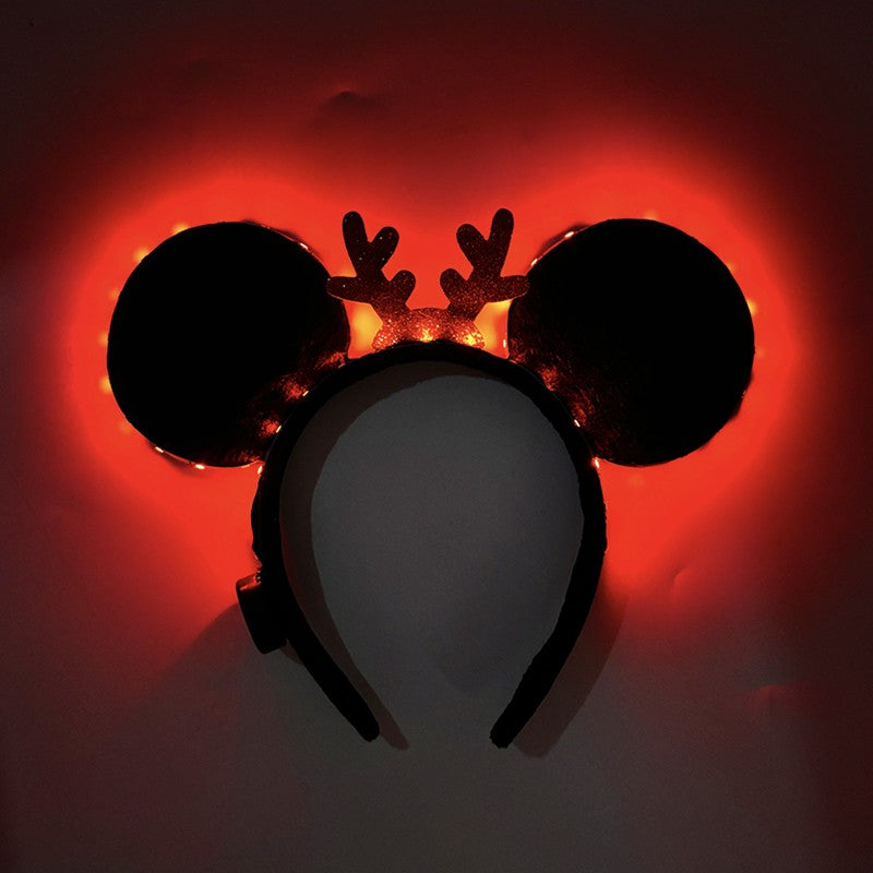 1/2pcs LED Glowing Neon Mouse Ears Headband Girls Festival Headbands Mickey Hairband Children Birthday Party Hair Accessories