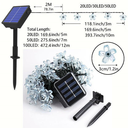 Solar Led String Lights Outdoor Cherry Flowers String Lights With 8 Modes Lighting Camping Garden Christmas Decor Solar Lamp