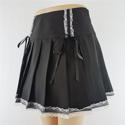 Harajuku Punk Gothic Black High Waist Black Skirts Women Sexy Patchwork Bandage Mini Female Streetwear Black Skirt