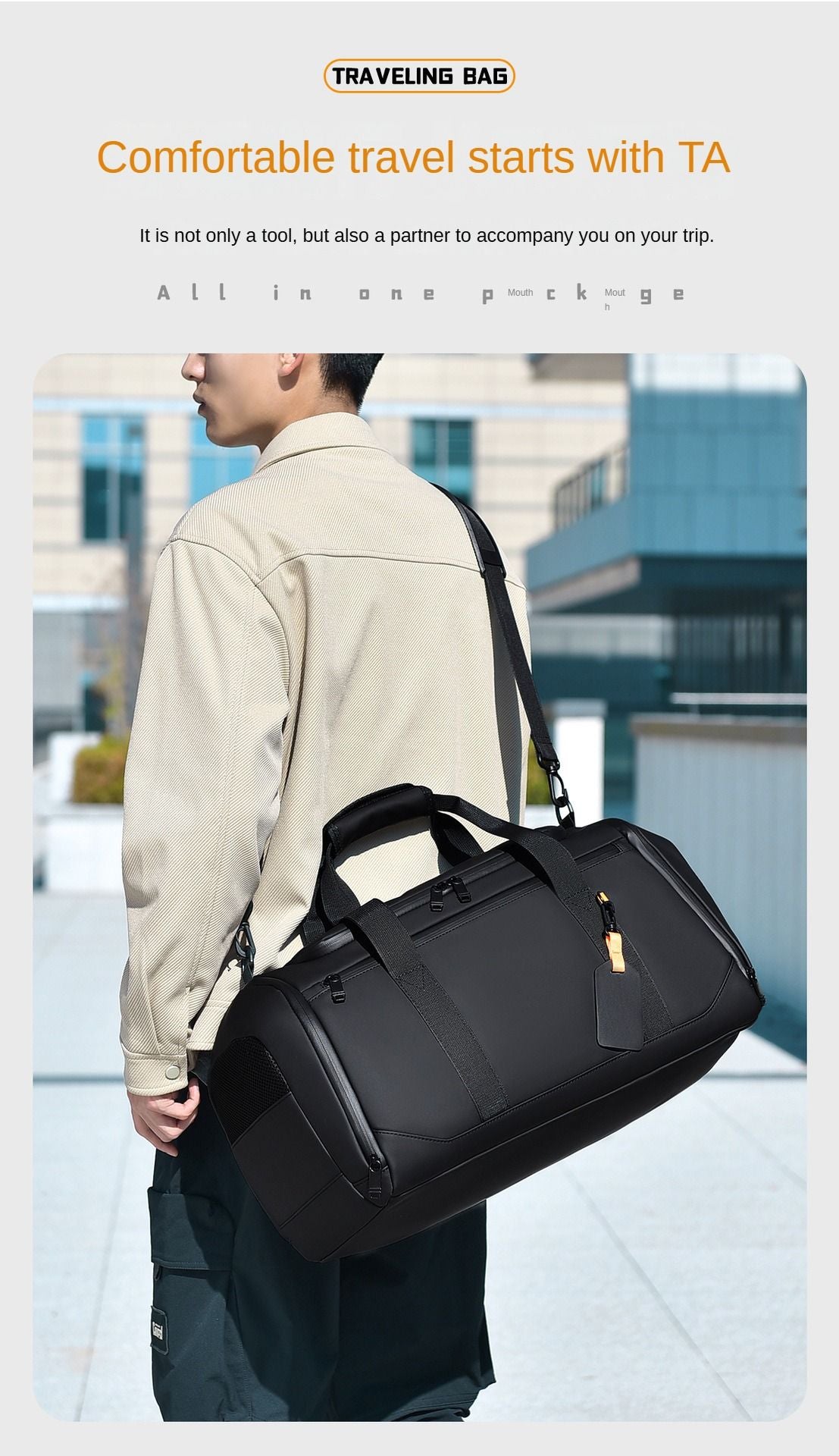 Customized High-end Men's Gym Bag Logo Fitness Bag Sports Bag Dry And Wet Travel Handbag Business Handbag Printed Name