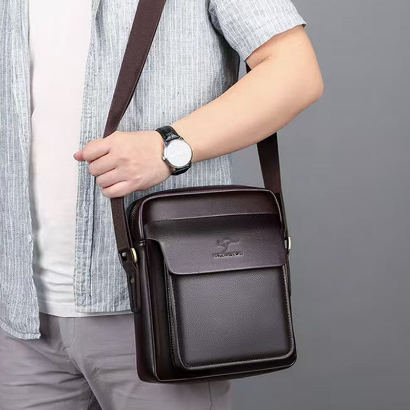 Men's shoulder bag, essential for business work, comes in large and small designs, simple crossbody bag