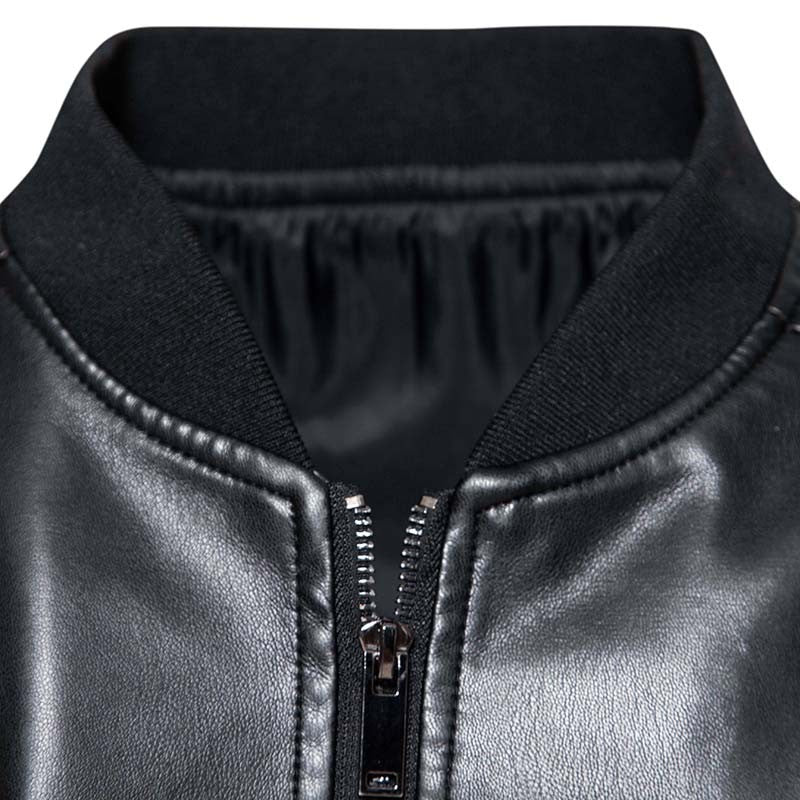 2024 Leather Men's New Trend Fashion Spring And Autumn Stand Collar Comfortable Slim Leather Jacket Handsome Youth Coat