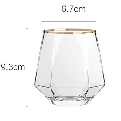 Taças de Vinho Multicores 320ml Taça de Vidro em Formato de Diamante Hexagonal Taça de Uísque para Festa Taça de Vinho Personalizada Taça de Hóquei no Gelo