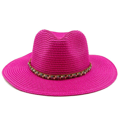 Rose Red Summer Straw Hat Jazz Top Visor Hat New Accessories Outdoor Summer Visor Beach Hat  sombreros